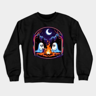 Vintage ghost book reading camping gothic halloween teachers Crewneck Sweatshirt